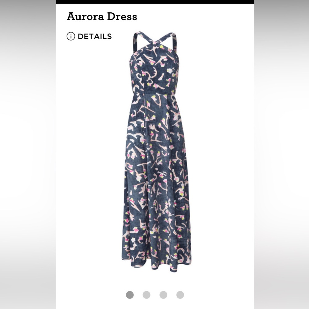 CAbi Navy and Pink Abstract Maxi Dress